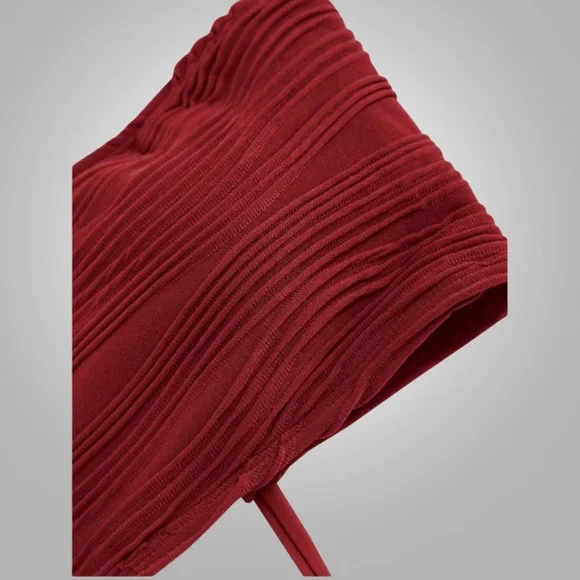 NWOT ZAFUL Textured Bandeau Bikini Set Lace-Up - Picture 3 of 9